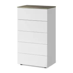 Cassettiera Dmeucc, 61x40h109 cm, Bianco e Rovere<Dmora Hot