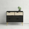 Cassettiera Dretso, 99x39 h82 cm, Nero e Quercia<Dmora Sale