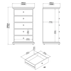 Cassettiera Dricci, 49x63 h105 cm,<Dmora Hot