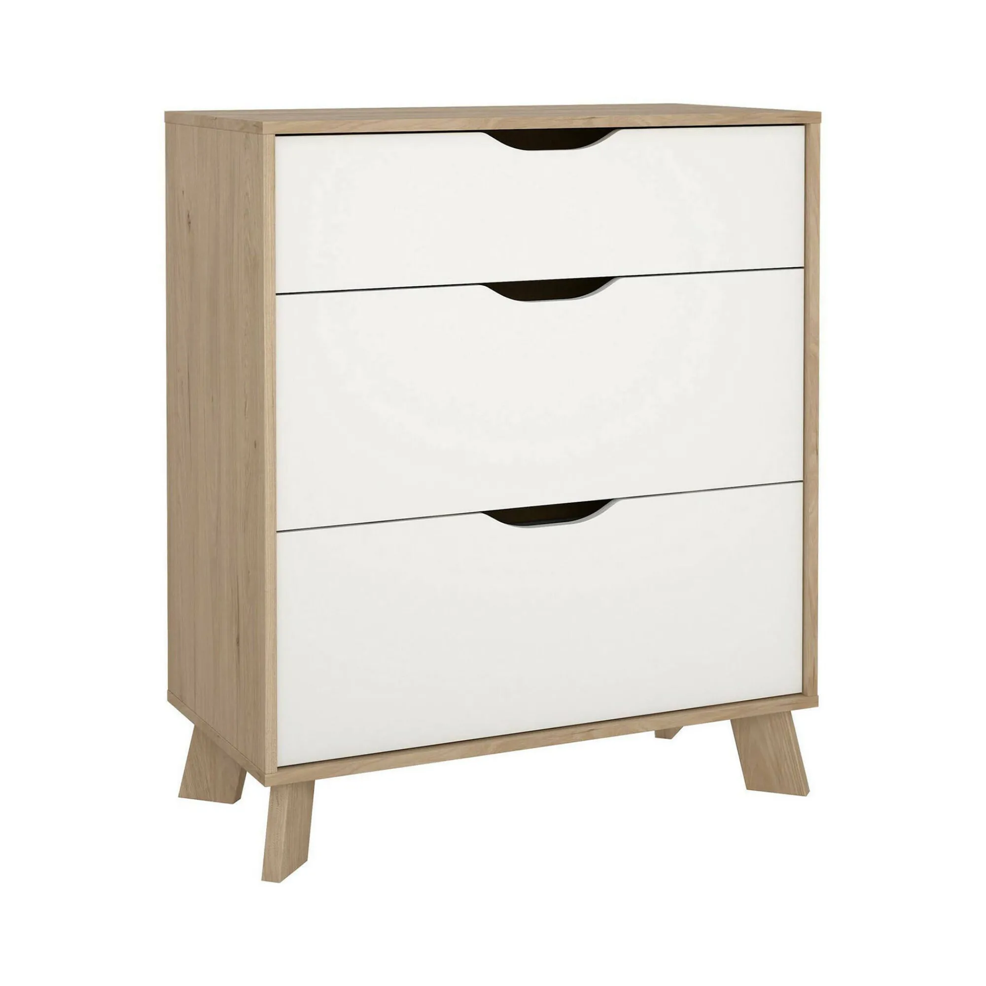 Cassettiera Drinco, 40x79 h92 cm, Rovere e Bianco<Dmora Discount