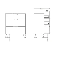 Cassettiera Drinco, 40x79 h92 cm, Rovere e Bianco<Dmora Discount