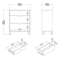 Cassettiera Drinco, 40x79 h92 cm, Rovere e Bianco<Dmora Discount