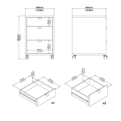 Cassettiera Drispol, 48x41 h61 cm, Rovere e Grigio<Dmora Cheap
