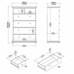Cassettiera Gaetana, 96x49 h139 cm,<Dmora Store