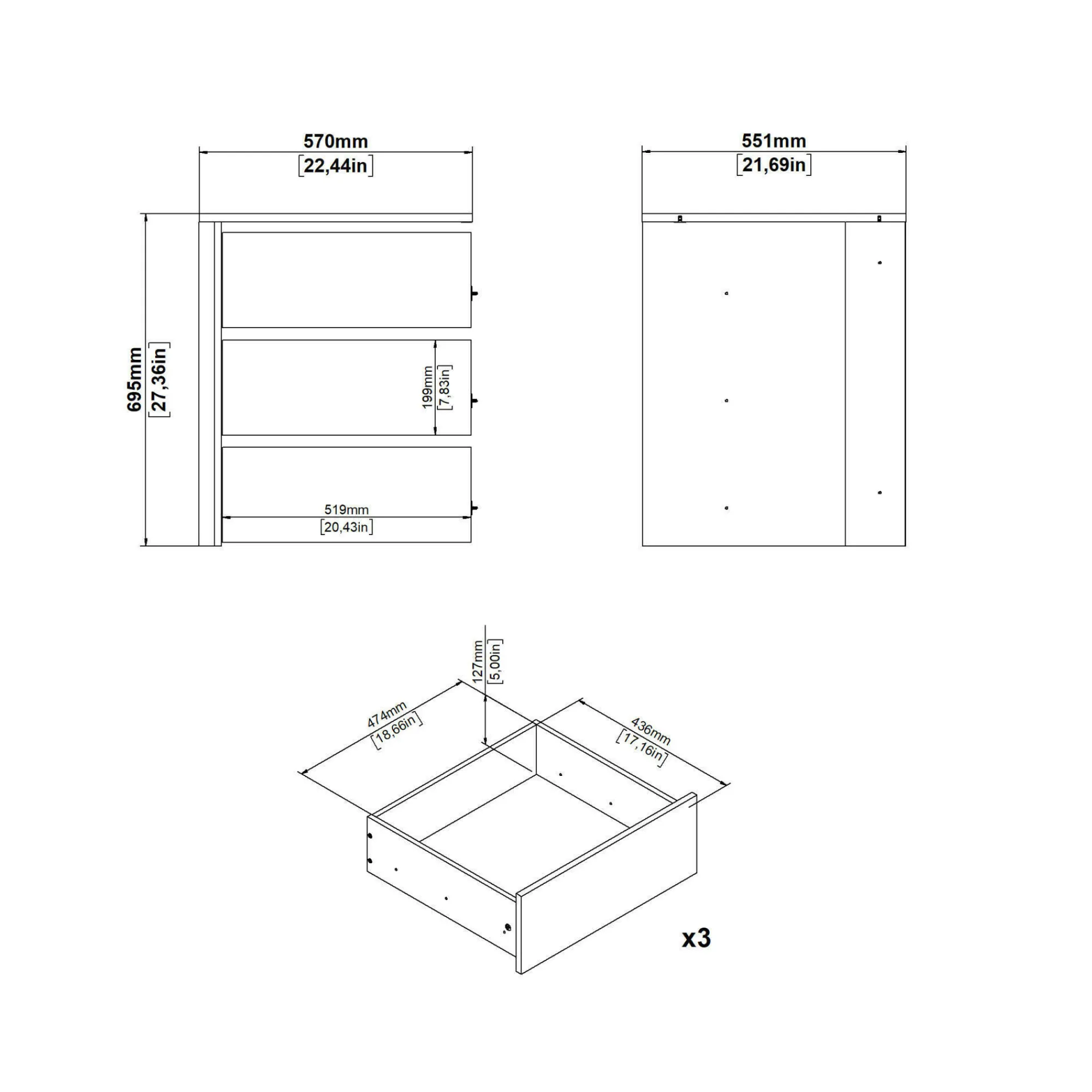 Cassettiera Giacarta, 55x57 h70 cm,<Dmora Sale