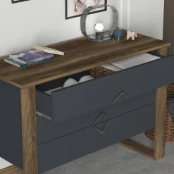 Cassettiera Jova, 110x45 h76 cm, Noce e Antracite<Dmora Shop