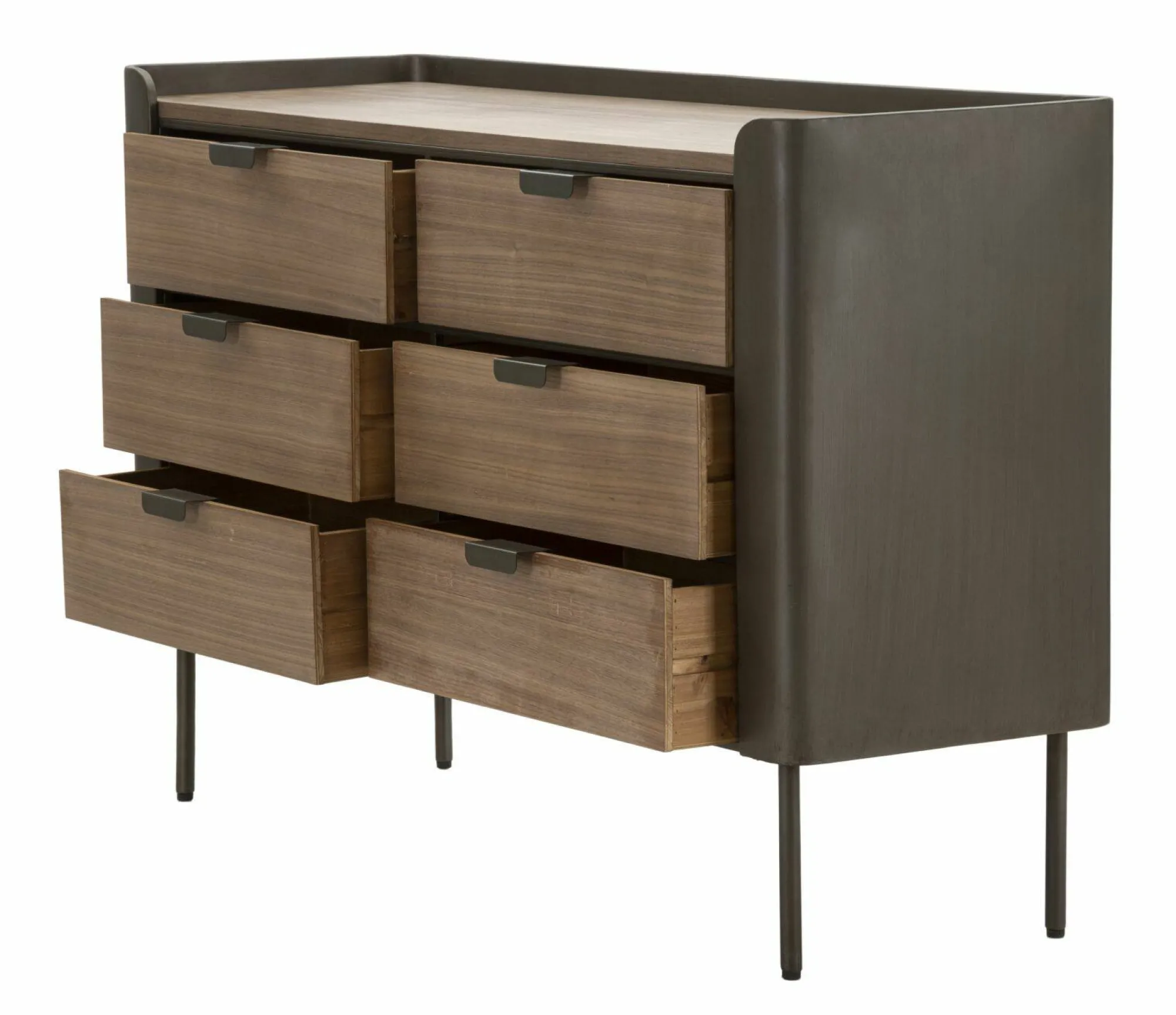 Cassettiera Kasten, 120x39 h79 cm, Grigio e Marrone<Dmora Discount