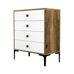 Cassettiera Molly, 76x40h91 cm, Noce e Bianco<Dmora Flash Sale