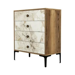 Cassettiera Molly, 76x40h91 cm, Noce e Bianco<Dmora Sale