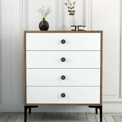 Cassettiera Molly, 76x40h91 cm, Noce e Bianco<Dmora Flash Sale
