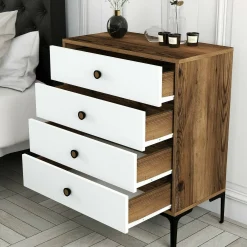 Cassettiera Molly, 76x40h91 cm, Noce e Bianco<Dmora Flash Sale