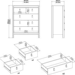 Cassettiera Nicholas, 38x82 h99 cm,<Dmora Cheap