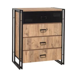 Cassettiera Nicolas, 90x40 h100 cm, Quercia e Nero<Dmora Hot