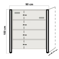Cassettiera Nicolas, 90x40 h100 cm, Quercia e Nero<Dmora Hot