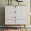 Cassettiera Paula, 80x45 h91 cm, Quercia e Bianco<Dmora Shop