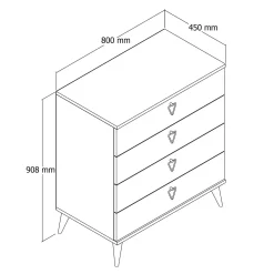 Cassettiera Paula, 80x45 h91 cm,<Dmora Cheap