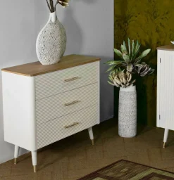 Cassettiera Phaidone, 78x37 h80 cm, Bianco e Marrone<Dmora Clearance