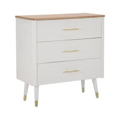 Cassettiera Phaidone, 78x37 h80 cm, Bianco e Marrone<Dmora Clearance