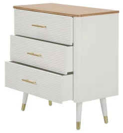 Cassettiera Phaidone, 78x37 h80 cm, Bianco e Marrone<Dmora Clearance