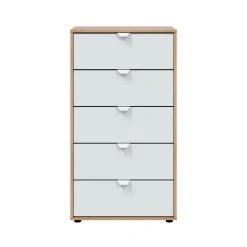 Cassettiera Praha, 60x40 h109 cm, Bianco e Rovere Nodi<Dmora Fashion