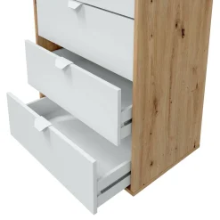 Cassettiera Praha, 60x40 h109 cm, Bianco e Rovere Nodi<Dmora Fashion