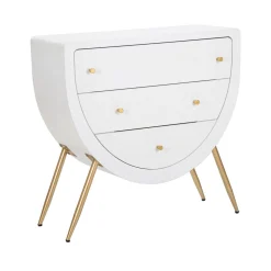 Cassettiera Rouge, 80x32 h79 cm, Bianco e Oro<Dmora Cheap