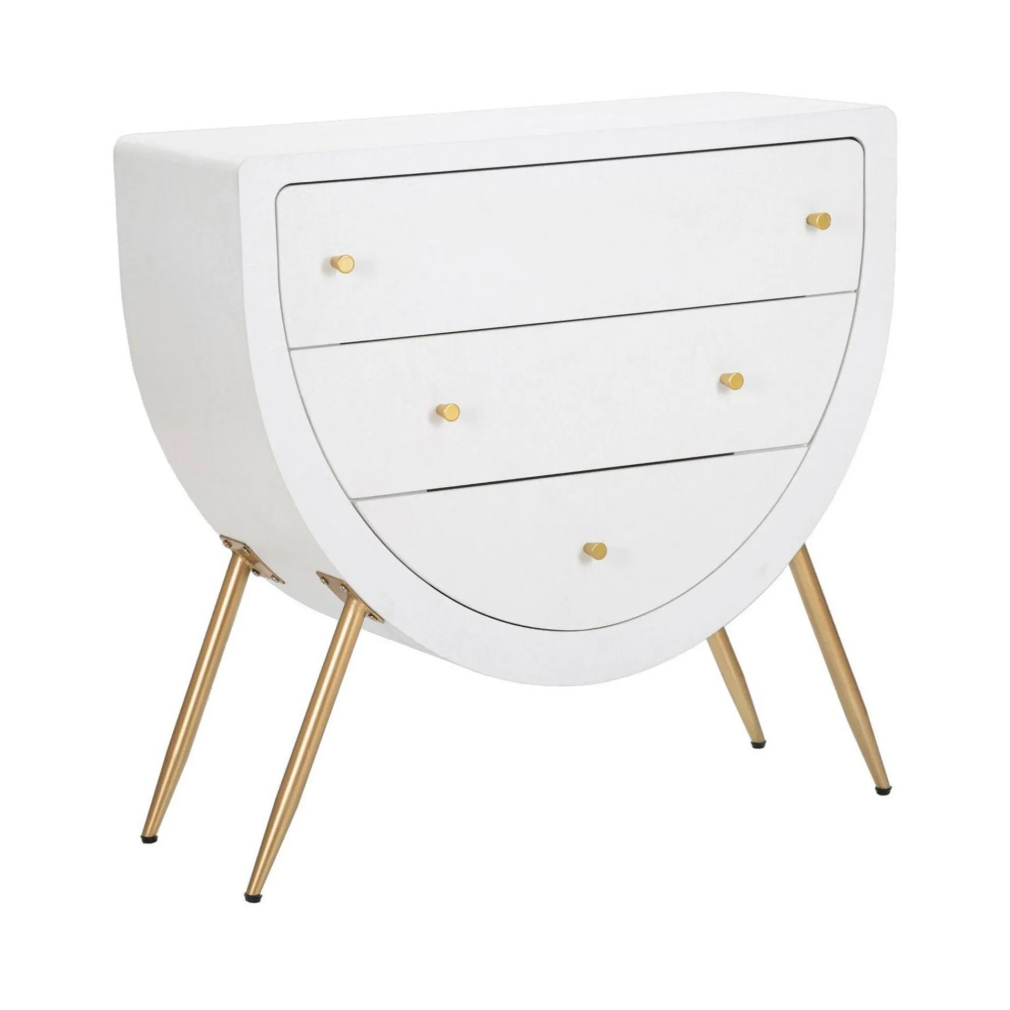 Cassettiera Rouge, 80x32 h79 cm, Bianco e Oro<Dmora Cheap