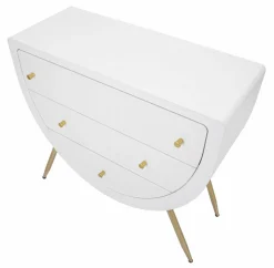 Cassettiera Rouge, 80x32 h79 cm, Bianco e Oro<Dmora Cheap
