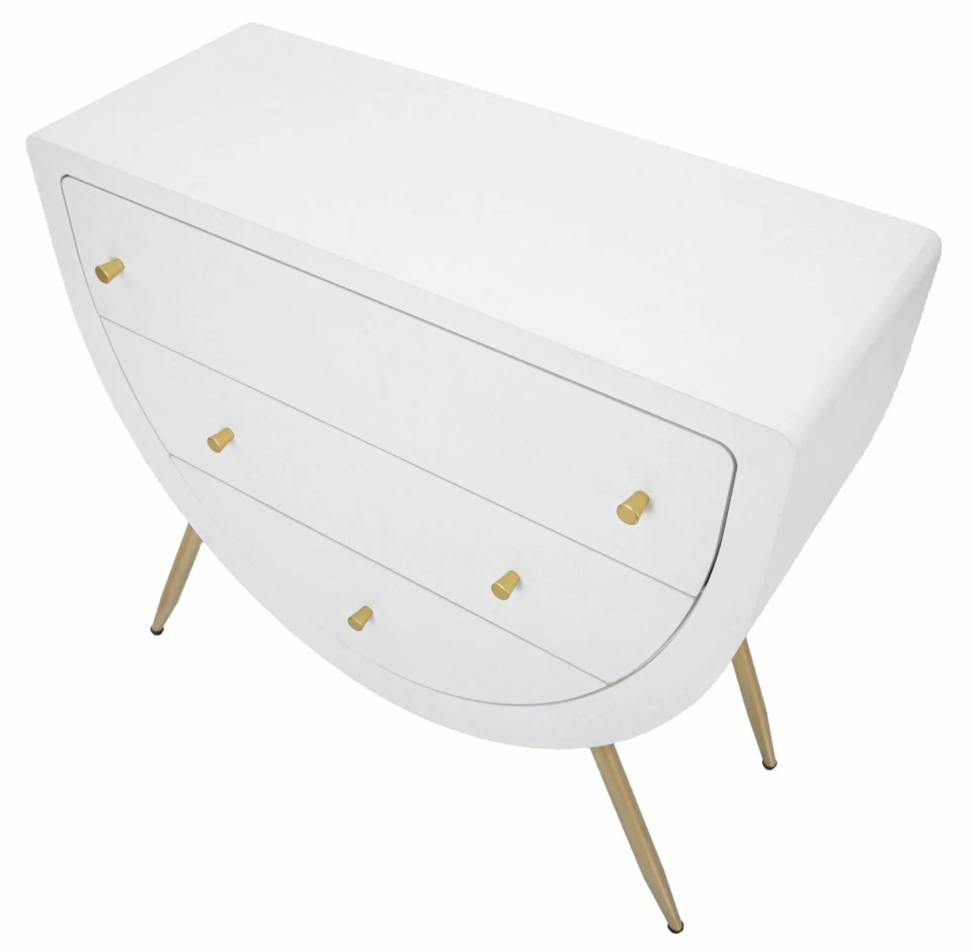 Cassettiera Rouge, 80x32 h79 cm, Bianco e Oro<Dmora Cheap
