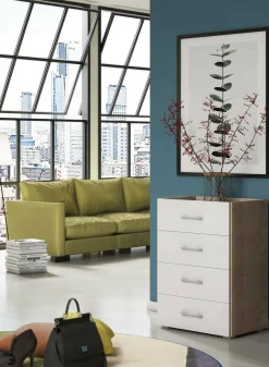 Cassettiera Solano, 60x41h87 cm, Rovere e Bianco<Dmora Cheap