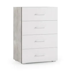 Cassettiera Solano, 60x41h87 cm, Cemento e Bianco<Dmora Shop