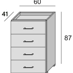 Cassettiera Solano, 60x41h87 cm, Cemento e Bianco<Dmora Shop