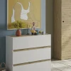 Cassettiera Teddy, 79x41 h91 cm, Bianco e Rovere Nodi<Dmora Fashion