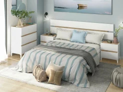 Cassettiera Teddy, 79x41 h91 cm, Bianco e Rovere Nodi<Dmora Fashion