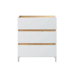 Cassettiera Teddy, 79x41 h91 cm, Bianco e Rovere Nodi<Dmora Fashion