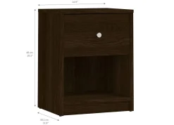 Comodino a un cassetto, colore marrone, cm 37.9 x 48.4 x 30.1<Dmora Best
