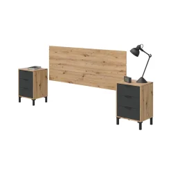 Comodino Allan, 160x2 cm, Rovere effetto nodi e Antracite<Dmora Fashion