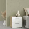 Comodino Apolla, 40x40 h42 cm, Quercia e Bianco<Dmora Best