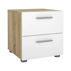 Comodino Apolla, 40x40 h42 cm, Quercia e Bianco<Dmora Best