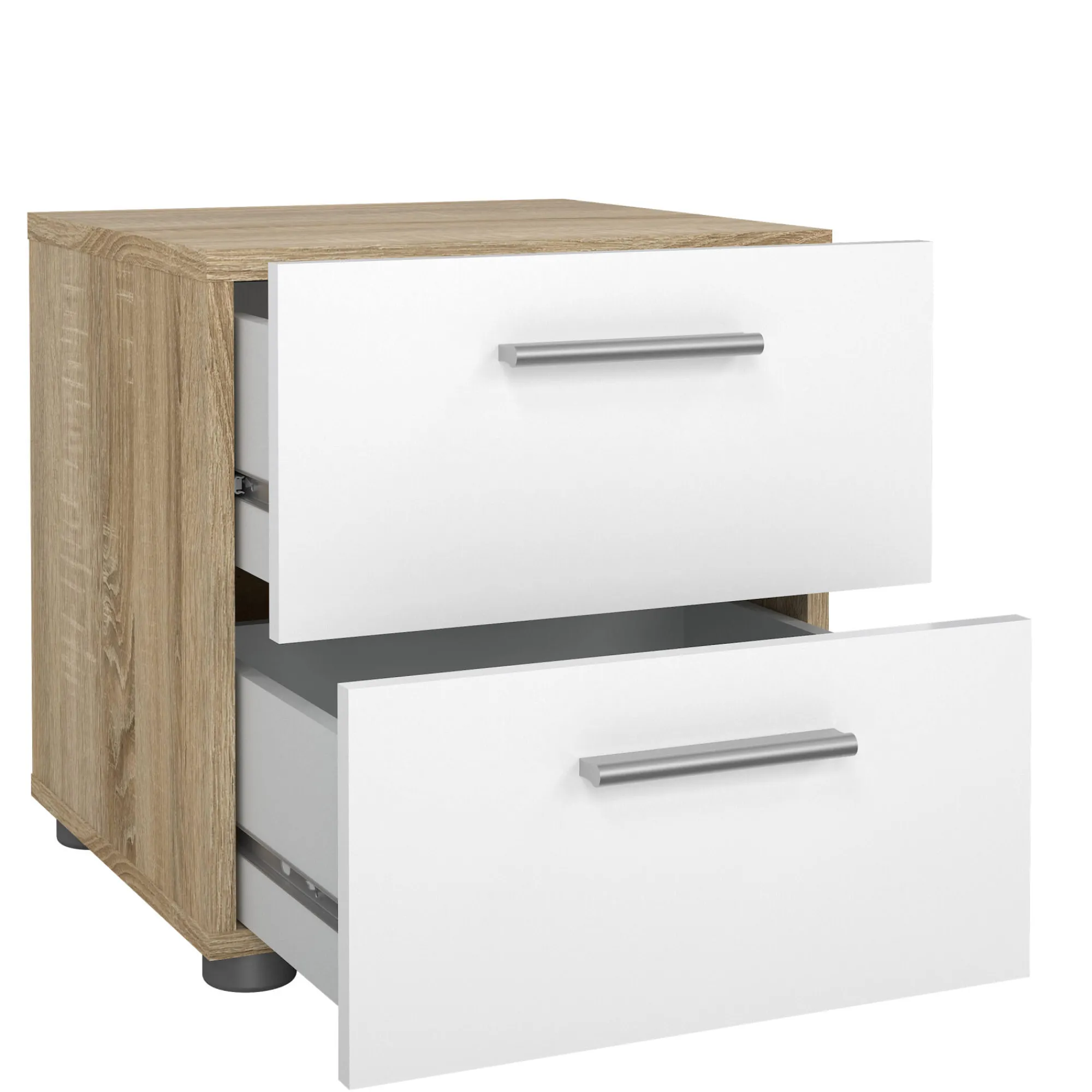 Comodino Apolla, 40x40 h42 cm, Quercia e Bianco<Dmora Best