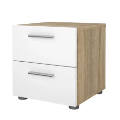 Comodino Apolla, 40x40 h42 cm, Quercia e Bianco<Dmora Best