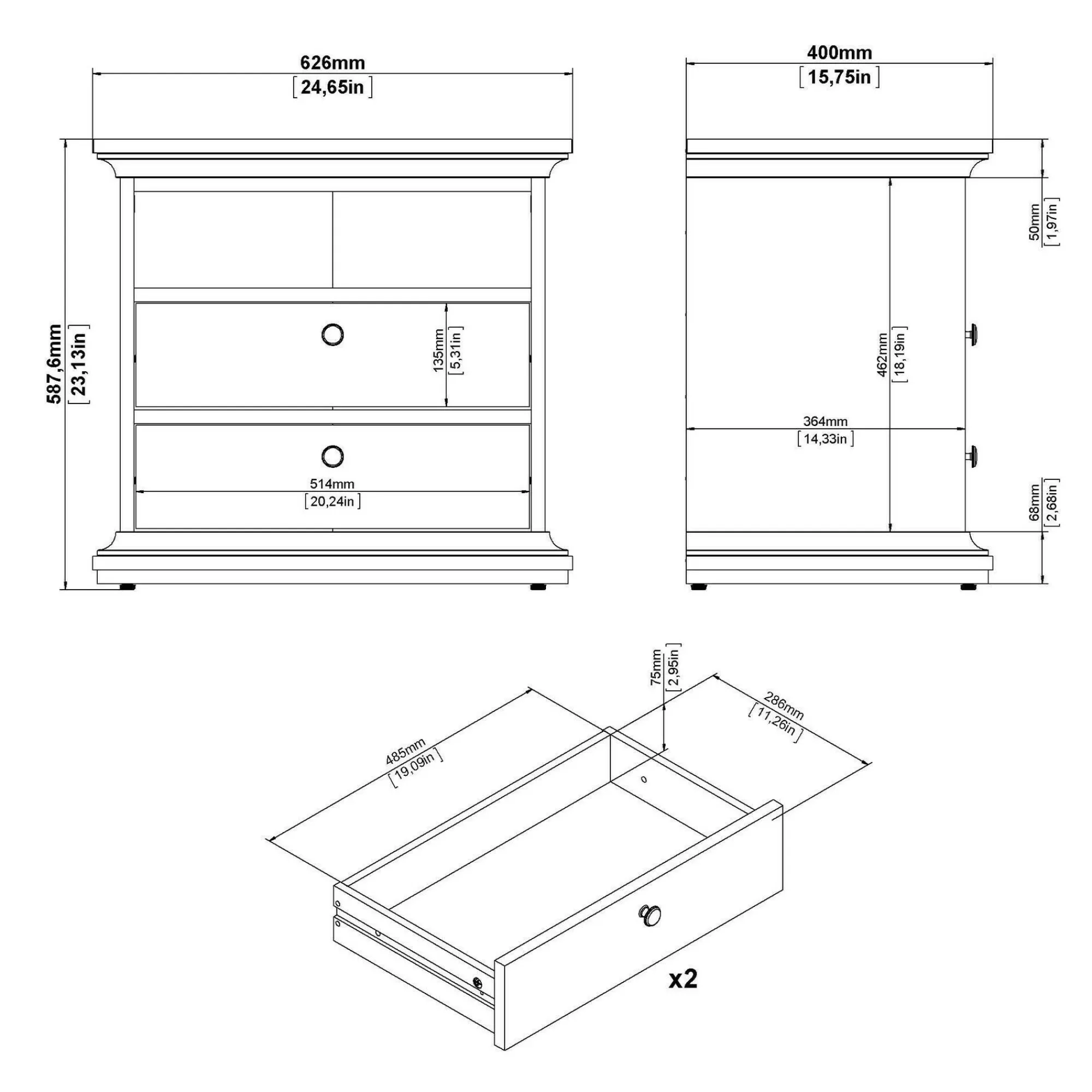 Comodino Arluno, 63x40 h59 cm,<Dmora Outlet