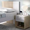 Comodino Artica, 40x33h42 cm, Bianco e Rovere<Dmora Clearance
