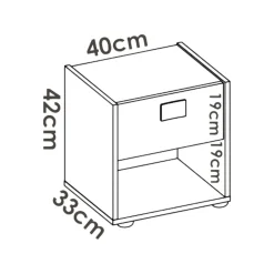 Comodino Artica, 40x33h42 cm, Bianco e Rovere<Dmora Clearance