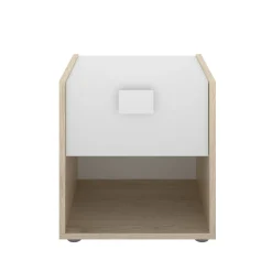 Comodino Artica, 40x33h42 cm, Bianco e Rovere<Dmora Clearance