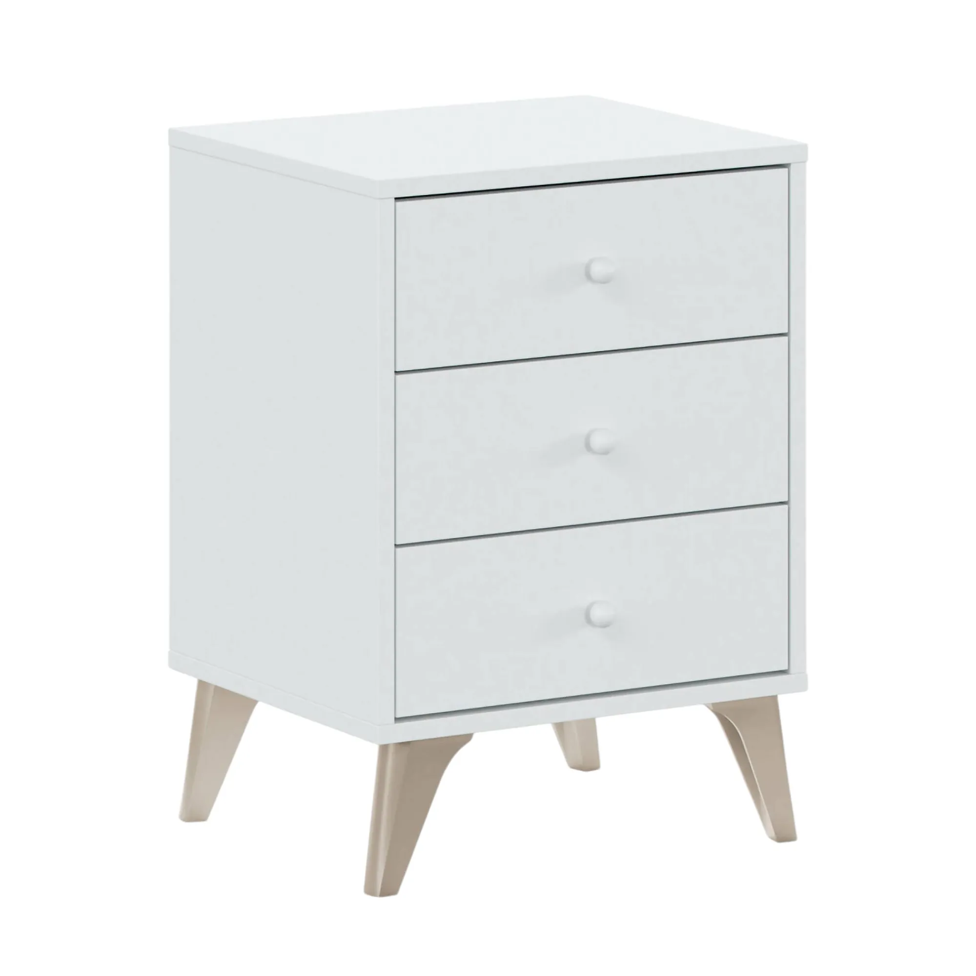 Comodino Attina, 40x34h56 cm, Bianco e Rovere<Dmora Hot