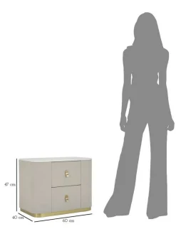 Comodino Christov, 60x40 h47 cm, Crema e Oro<Dmora Clearance