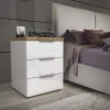 Comodino Ddawidowic, 45x43h55 cm, Bianco lucido e Rovere<Dmora Best Sale