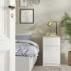 Comodino Delfini, 40x40 h70 cm, Bianco e Rovere<Dmora Discount