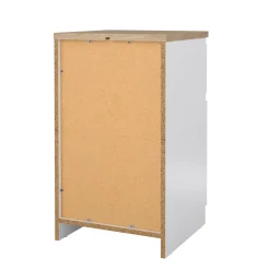 Comodino Delfini, 40x40 h70 cm, Bianco e Rovere<Dmora Discount